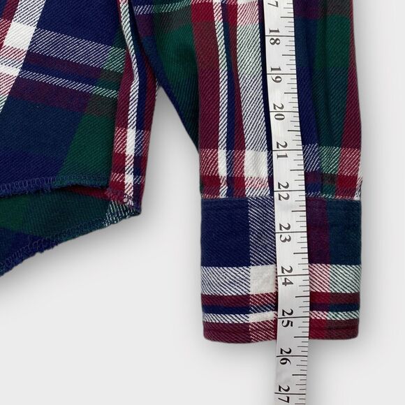 VINTAGE Wrangler Shirt Mens Medium Western Pearl Snap Long Tail Plaid Bushpopper - Picture 9 of 12